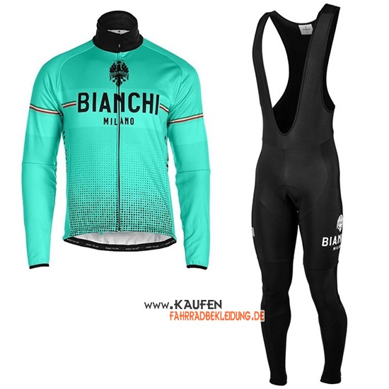 Bianchi Milano XD Langarmtrikot 2019 und Lange Tragerhose Blau Grau