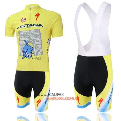 Astana Kurzarmtrikot 2014 Und Kurze Trägerhose Gelb