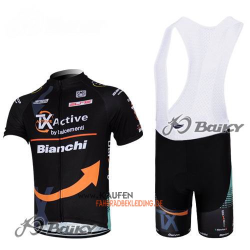 Bianchi Kurzarmtrikot 2012 Und Kurze Trägerhose Shwarz Und Orang