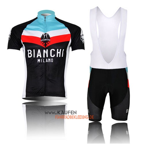 Bianchi Kurzarmtrikot 2013 Und Kurze Trägerhose Shwarz Und Azurb