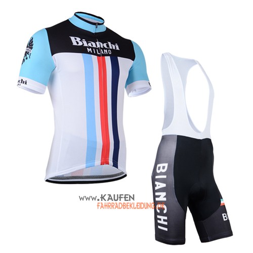 Bianchi Kurzarmtrikot 2014 Und Kurze Trägerhose Shwarz Und Azurb