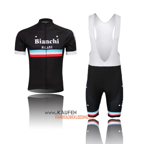 Bianchi Kurzarmtrikot 2014 Und Kurze Trägerhose Shwarz Und Azurb