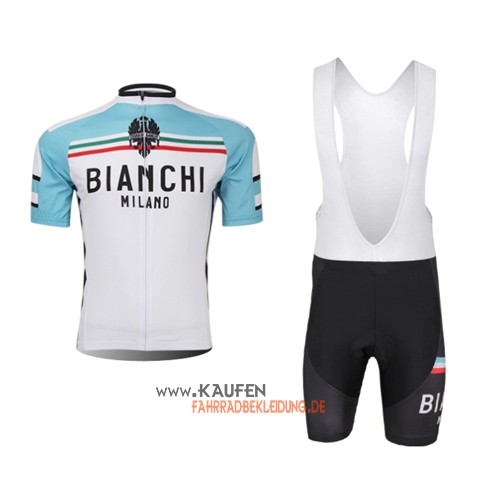 Bianchi Kurzarmtrikot 2014 Und Kurze Trägerhose Weiß Und Azurbla