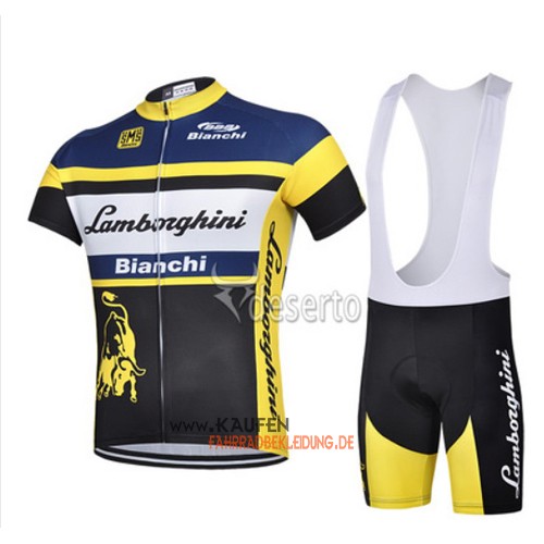 Bianchi Kurzarmtrikot 2015 Und Kurze Trägerhose Shwarz Und Gelb