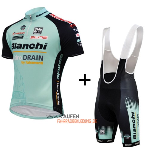 Bianchi Kurzarmtrikot 2015 Und Kurze Trägerhose Shwarz Und Grün