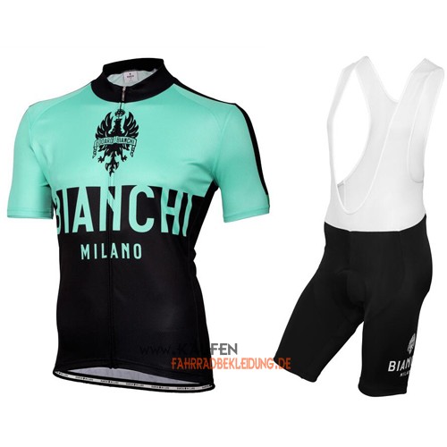 Bianchi Kurzarmtrikot 2016 Und Kurze Trägerhose Shwarz Und Grün1