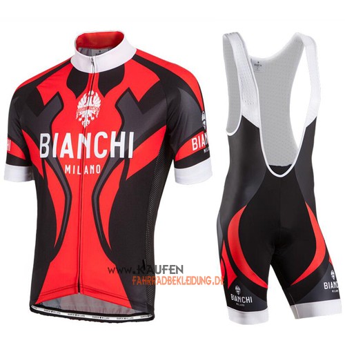 Bianchi Kurzarmtrikot 2016 Und Kurze Trägerhose Shwarz Und Rot