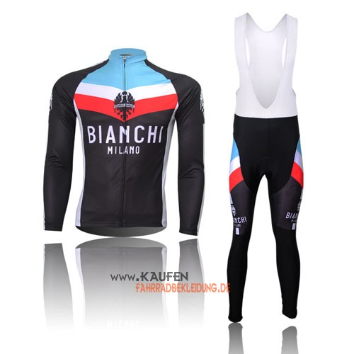 Bianchi Langarmtrikot 2014 Und Lange Trägerhose Shwarz Und Azurb