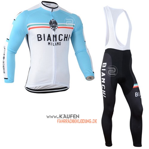 Bianchi Langarmtrikot 2014 Und Lange Trägerhose Weiß Und Azurbla