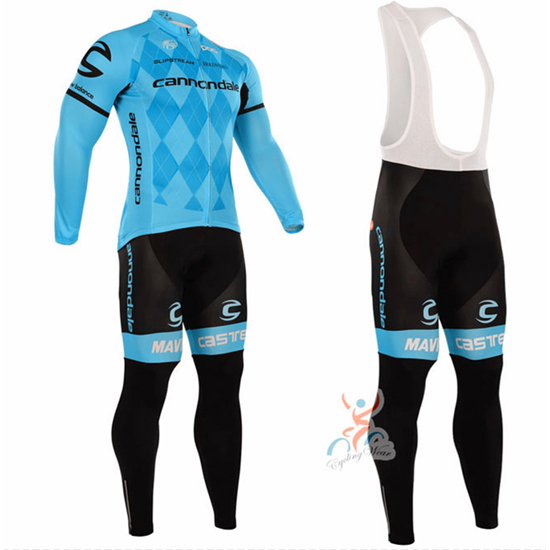 Cannondale Garmin Langarmtrikot 2016 Und lange Trägerhose Blau Und Shwarz