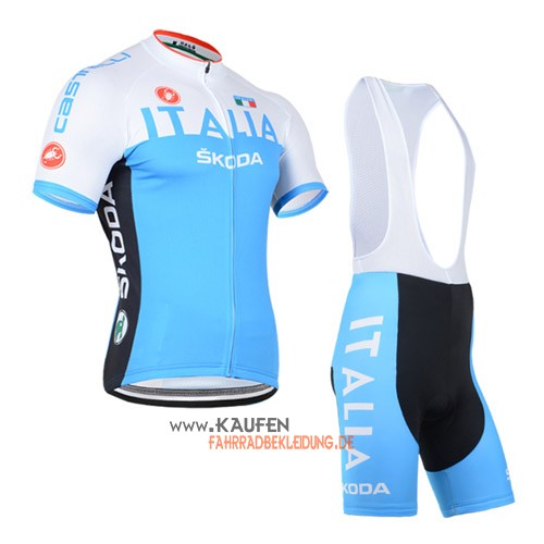 Castelli Kurzarmtrikot 2014 Und Kurze Trägerhose Blau Und Weiß