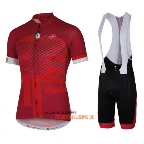 Castelli Kurzarmtrikot 2016 Und Kurze Trägerhose Rot Und Weiß