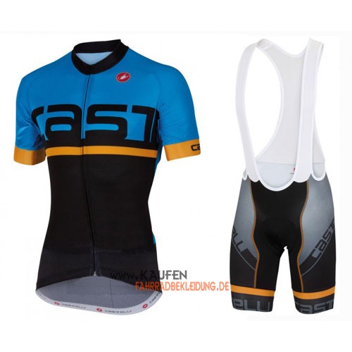 Castelli Kurzarmtrikot 2016 Und Kurze Trägerhose Shwarz Und Blau