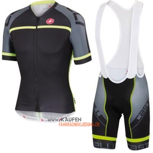 Castelli Kurzarmtrikot 2016 Und Kurze Trägerhose Shwarz Und Grau