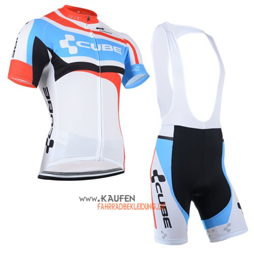 Cube Kurzarmtrikot 2014 Und Kurze Trägerhose Weiß Und Azurblau