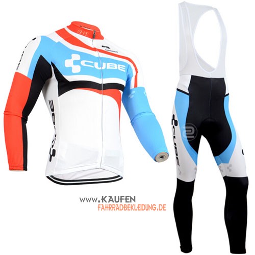 Cube Langarmtrikot 2014 Und Lange Trägerhose Weiß Und Azurblau