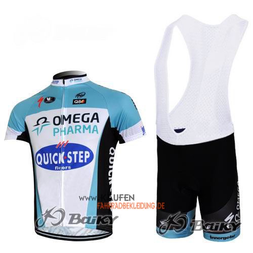 Etixx Quickstep Kurzarmtrikot 2012 Und Kurze Trägerhose Azurblau Und Weiß