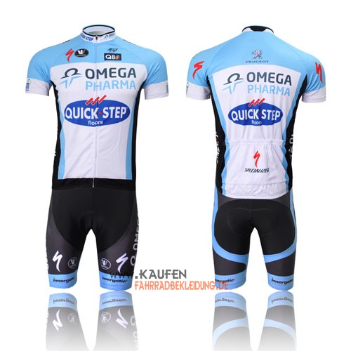 Etixx Quickstep Kurzarmtrikot 2014 Und Kurze Trägerhose Azurblau Und Weiß