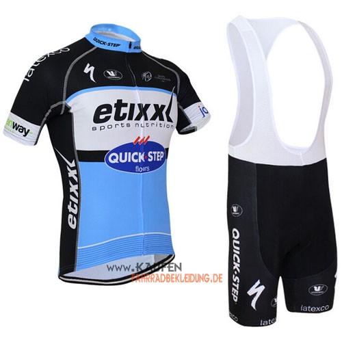 Etixx Quickstep Kurzarmtrikot 2015 Und Kurze Trägerhose Shwarz Und Azurblau