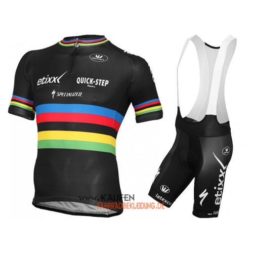 Etixx Quickstep Kurzarmtrikot 2016 Und Kurze Trägerhose Shwarz Und Blau