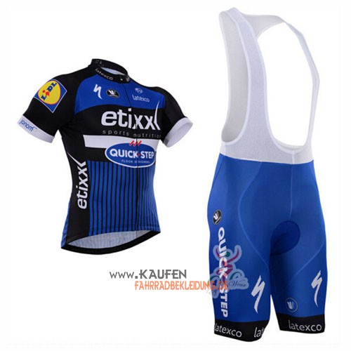 Etixx Quickstep Kurzarmtrikot 2016 Und Kurze Trägerhose Shwarz Und Blau