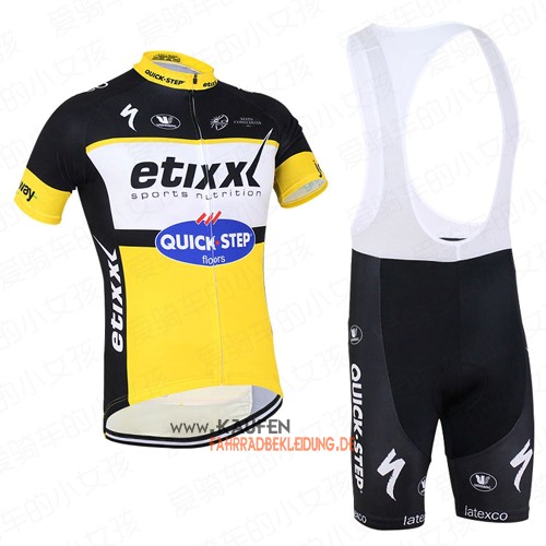 Etixx Quickstep Kurzarmtrikot 2016 Und Kurze Trägerhose Shwarz Und Gelb