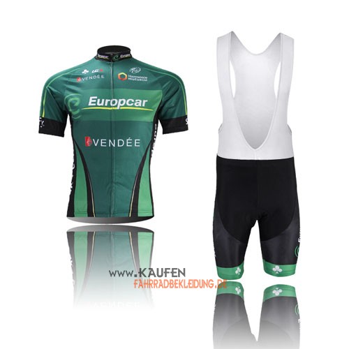 Europcar Kurzarmtrikot 2014 Und Kurze Trägerhose Grün Und Shwarz