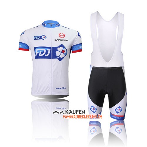 Fdj Kurzarmtrikot 2011 Und Kurze Trägerhose Weiß Und Blau