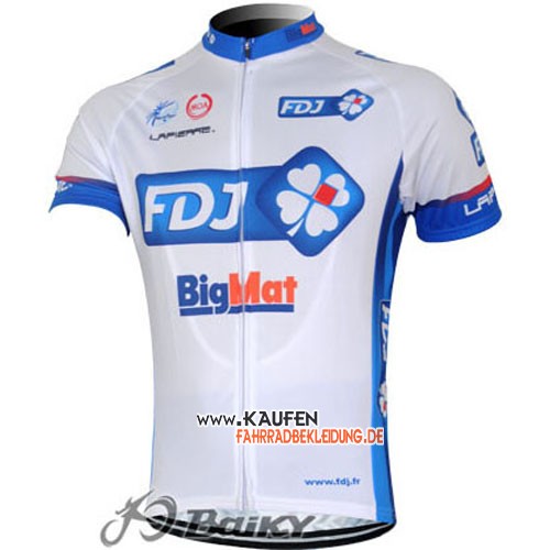 Fdj Kurzarmtrikot 2012 Und Kurze Trägerhose Weiß Und Blau