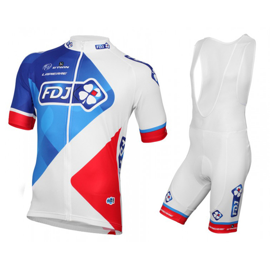 FDJ Kurzarmtrikot 2016 Und Kurze Trägerhose Weiß Und Rot