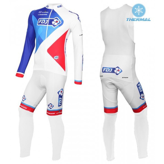 FDJ Langarmtrikot 2016 Und Lange Trägerhose Weiß Und Blau