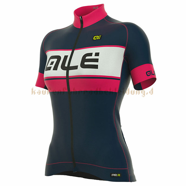 Frau ALE Graphics Prr Bermuda Kurzarmtrikot 2017 Und Kurze Tragerhose Rosa Und Spento blau