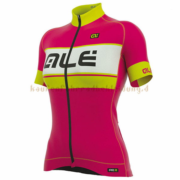 Frau ALE Graphics Prr Bermuda Kurzarmtrikot 2017 Und Kurze Tragerhose Rosa Und gelb
