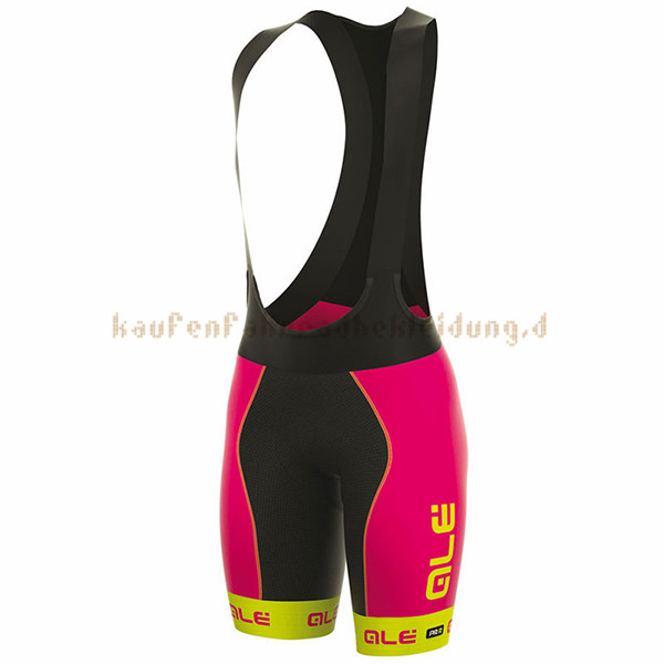 Frau ALE Graphics Prr Bermuda Kurzarmtrikot 2017 Und Kurze Tragerhose Rosa Und gelb