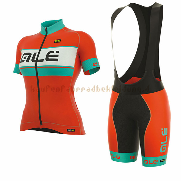 Frau ALE Graphics Prr Bermuda Kurzarmtrikot 2017 Und Kurze Tragerhose blauclair Und orange