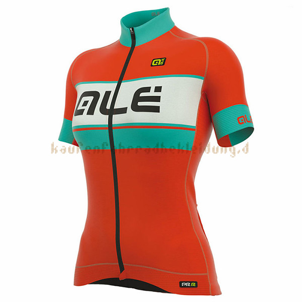 Frau ALE Graphics Prr Bermuda Kurzarmtrikot 2017 Und Kurze Tragerhose blauclair Und orange