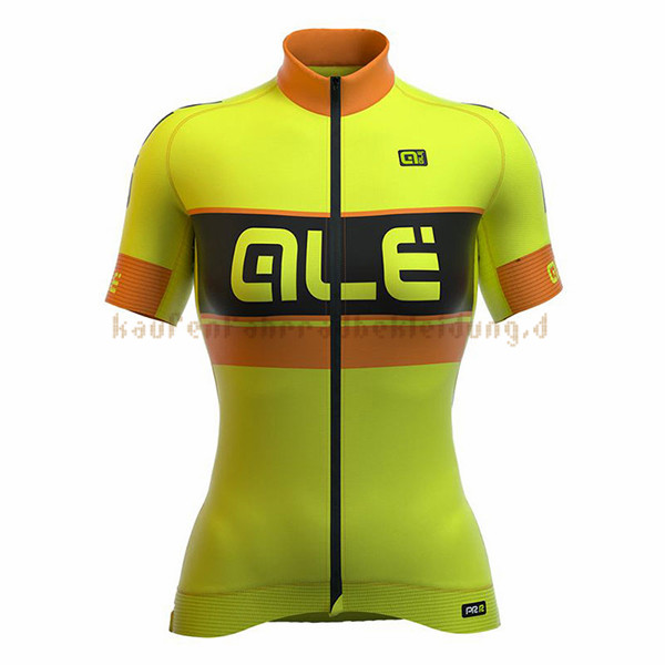 Frau ALE Graphics Prr Bermuda Kurzarmtrikot 2017 Und Kurze Tragerhose gelb
