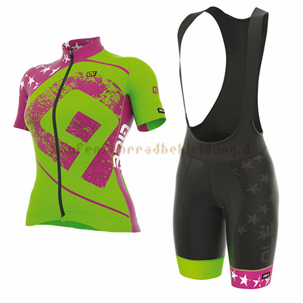 Frau ALE Graphics Prr Star Kurzarmtrikot 2017 Und Kurze Tragerhose grun