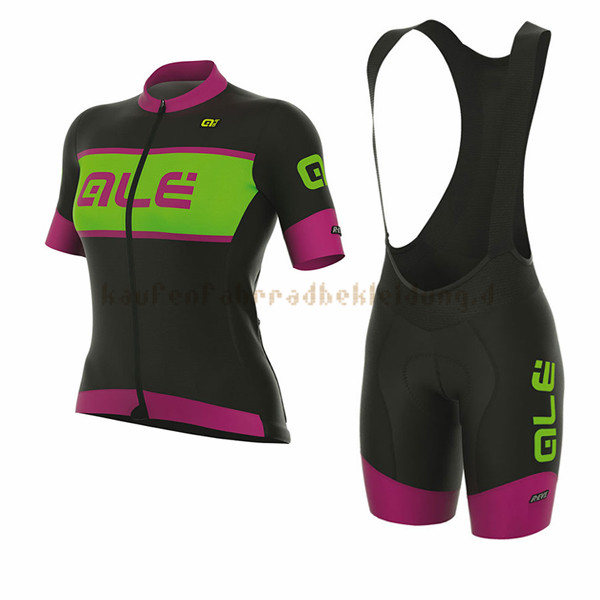 Frau ALE R-EV1 Master Kurzarmtrikot 2017 Und Kurze Tragerhose shwarz Und Rosa