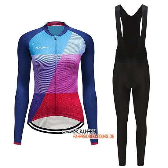 Frau Dirty Snow Langarmtrikot 2019 und Lange Tragerhose Blau Rot Volett