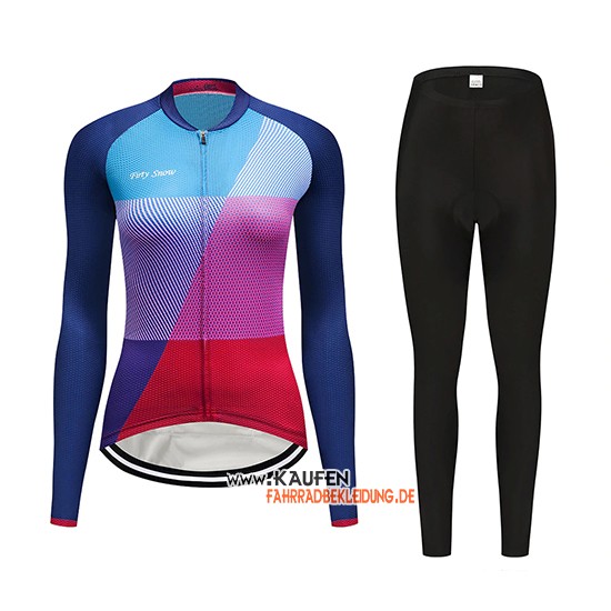Frau Dirty Snow Langarmtrikot 2019 und Lange Tragerhose Blau Rot Volett