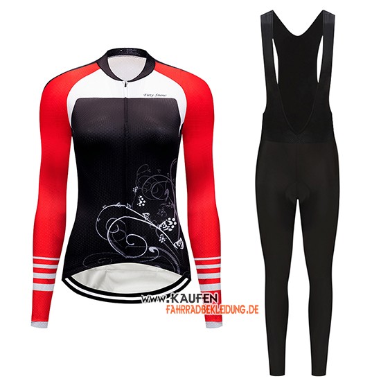 Frau Dirty Snow Langarmtrikot 2019 und Lange Tragerhose Rot Wei Shwarz