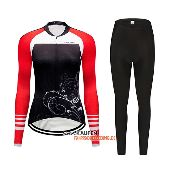 Frau Dirty Snow Langarmtrikot 2019 und Lange Tragerhose Rot Wei Shwarz