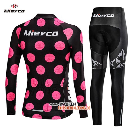 Frau Mieyco Langarmtrikot 2019 und Lange Tragerhose Shwarz Rosa