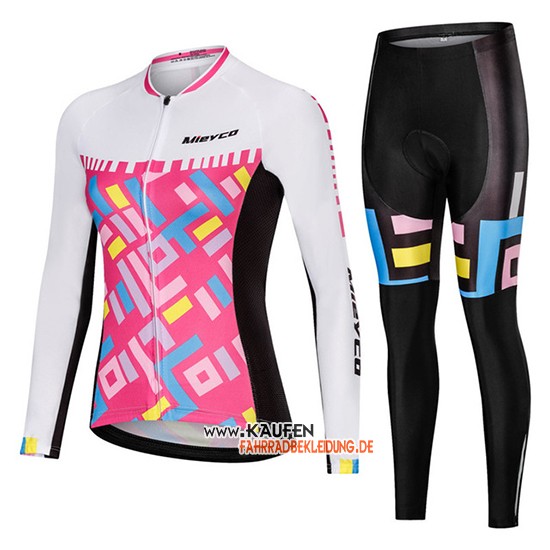 Frau Mieyco Langarmtrikot 2019 und Lange Tragerhose Wei Rosa