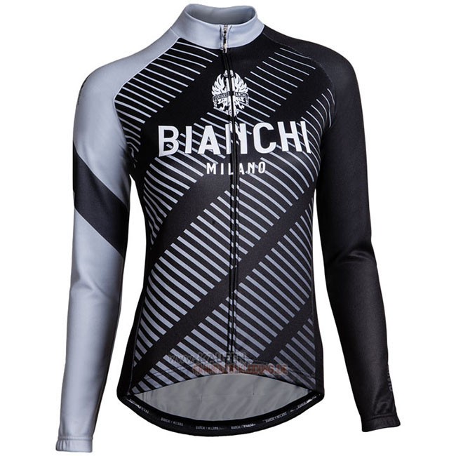 Frau Bianchi Milano Catria Langarmtrikot 2018 und Lange Tragerhose Shwarz Grau