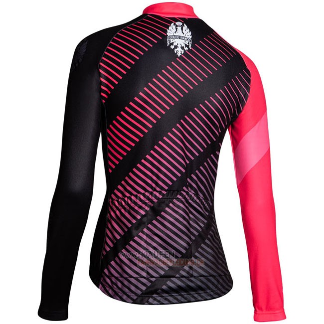 Frau Bianchi Milano Catria Langarmtrikot 2018 und Lange Tragerhose Shwarz Rosa