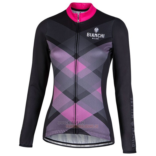 Frau Bianchi Milano Cornedo Langarmtrikot 2018 und Lange Tragerhose Shwarz Rosa