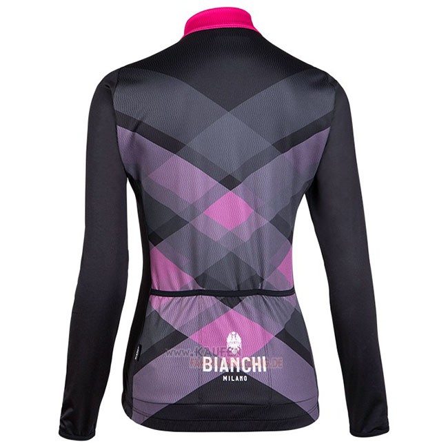 Frau Bianchi Milano Cornedo Langarmtrikot 2018 und Lange Tragerhose Shwarz Rosa