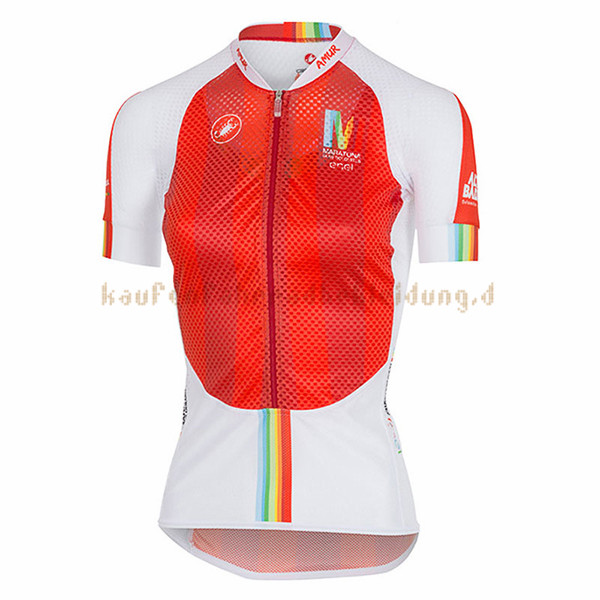 Frau Castelli Maratona Kurzarmtrikot 2017 Und Kurze Tragerhose rot Und wei